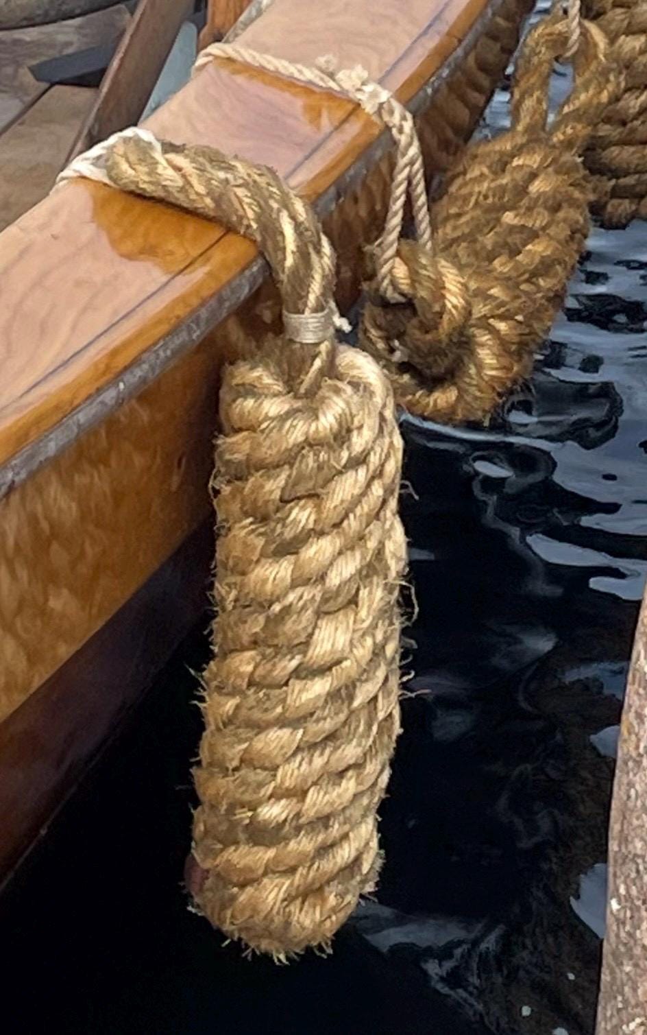 Horizontal Reclaimed Rope Fender – Handmade Boat Fender with Heritage Rope