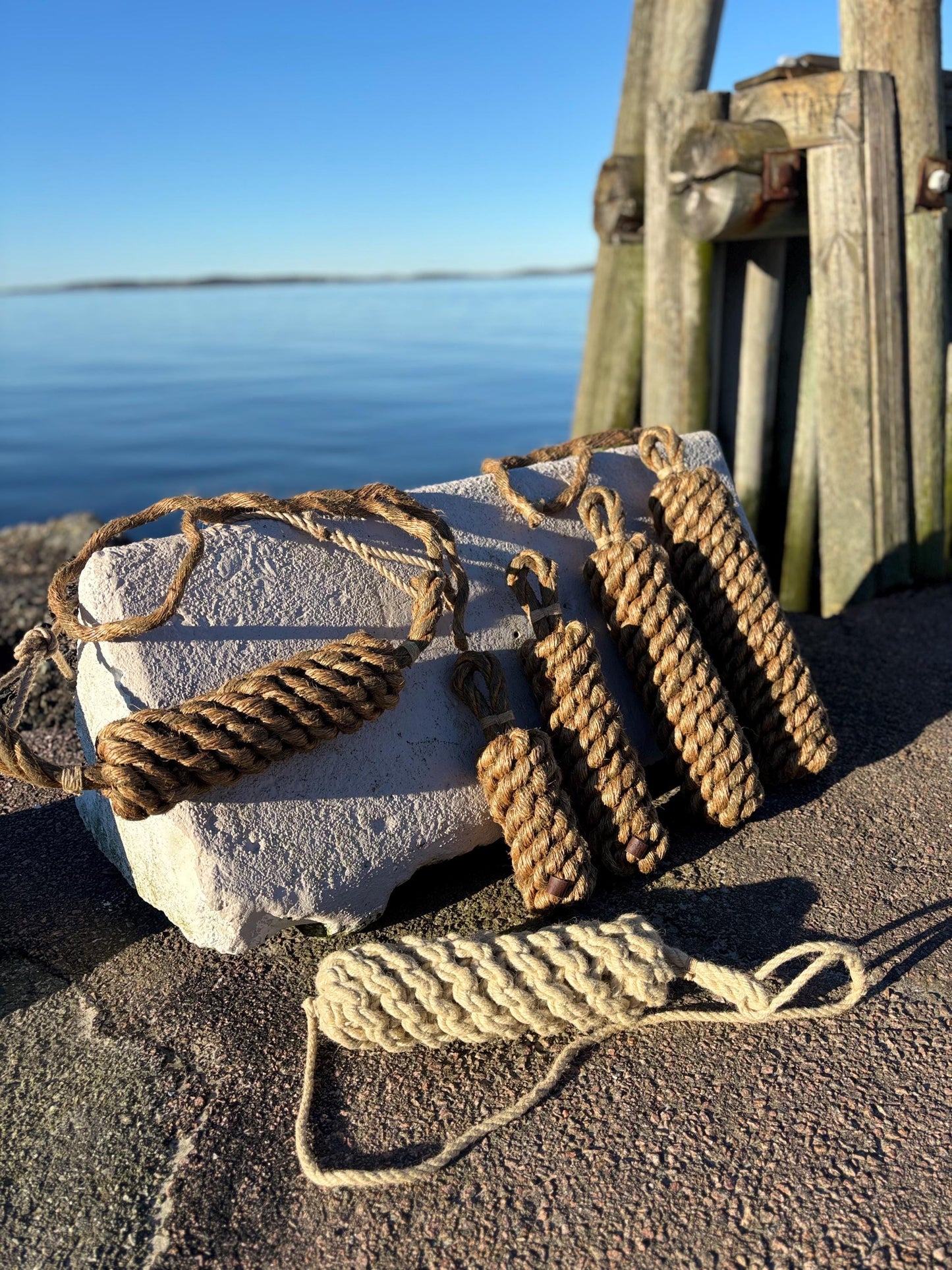 Horizontal Reclaimed Rope Fender – Handmade Boat Fender with Heritage Rope