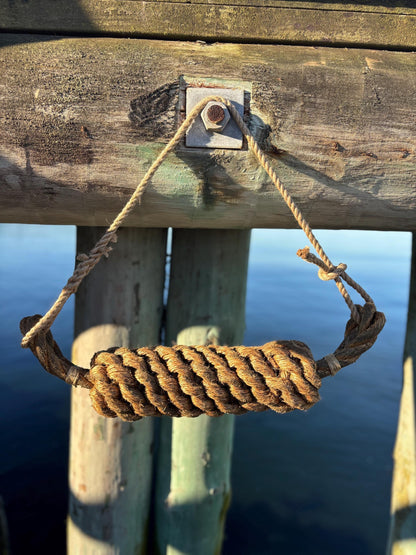 Horizontal Reclaimed Rope Fender – Handmade Boat Fender with Heritage Rope